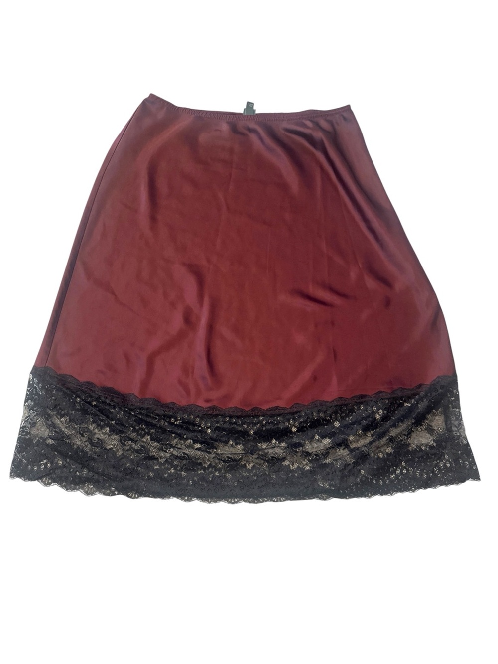 wild fable Burgundy Slip Skirt with Black Lace Trim